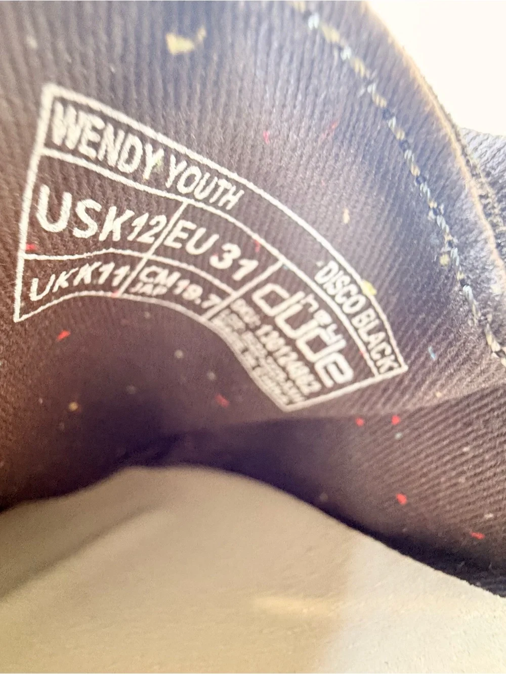 Hey Dude Wendy Youth Disco Black Glitter Slip On Shoes US 12 EU37 NWT Box